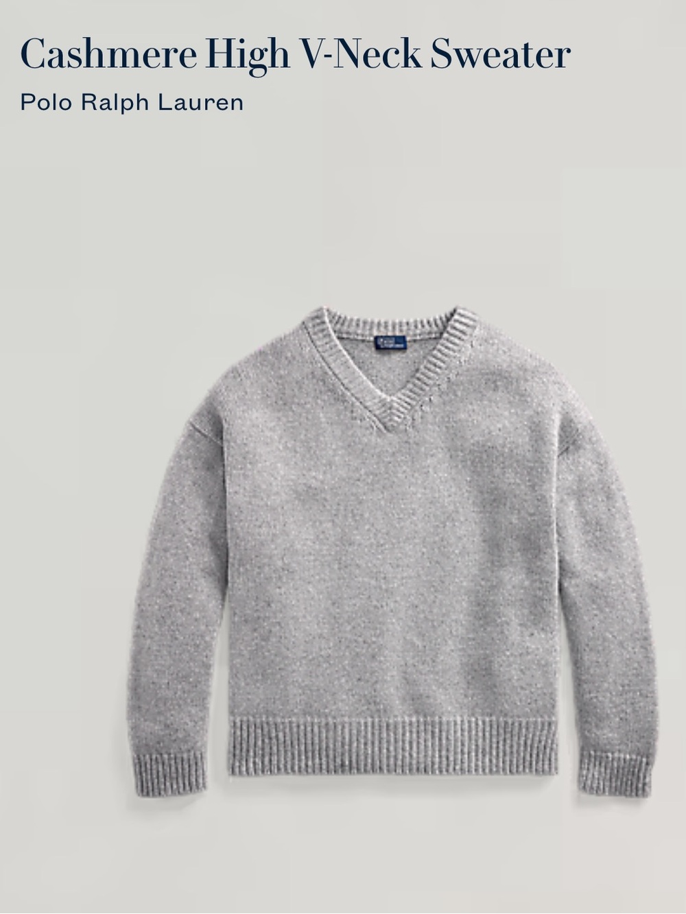 Polo by Ralph Lauren Light Gray Cashmere V-Neck Sweater